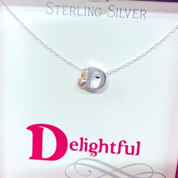 Delightful Jewelry - Sterling Silver ‘D Letter (with gold heart)’ Chain Necklace—Delightful